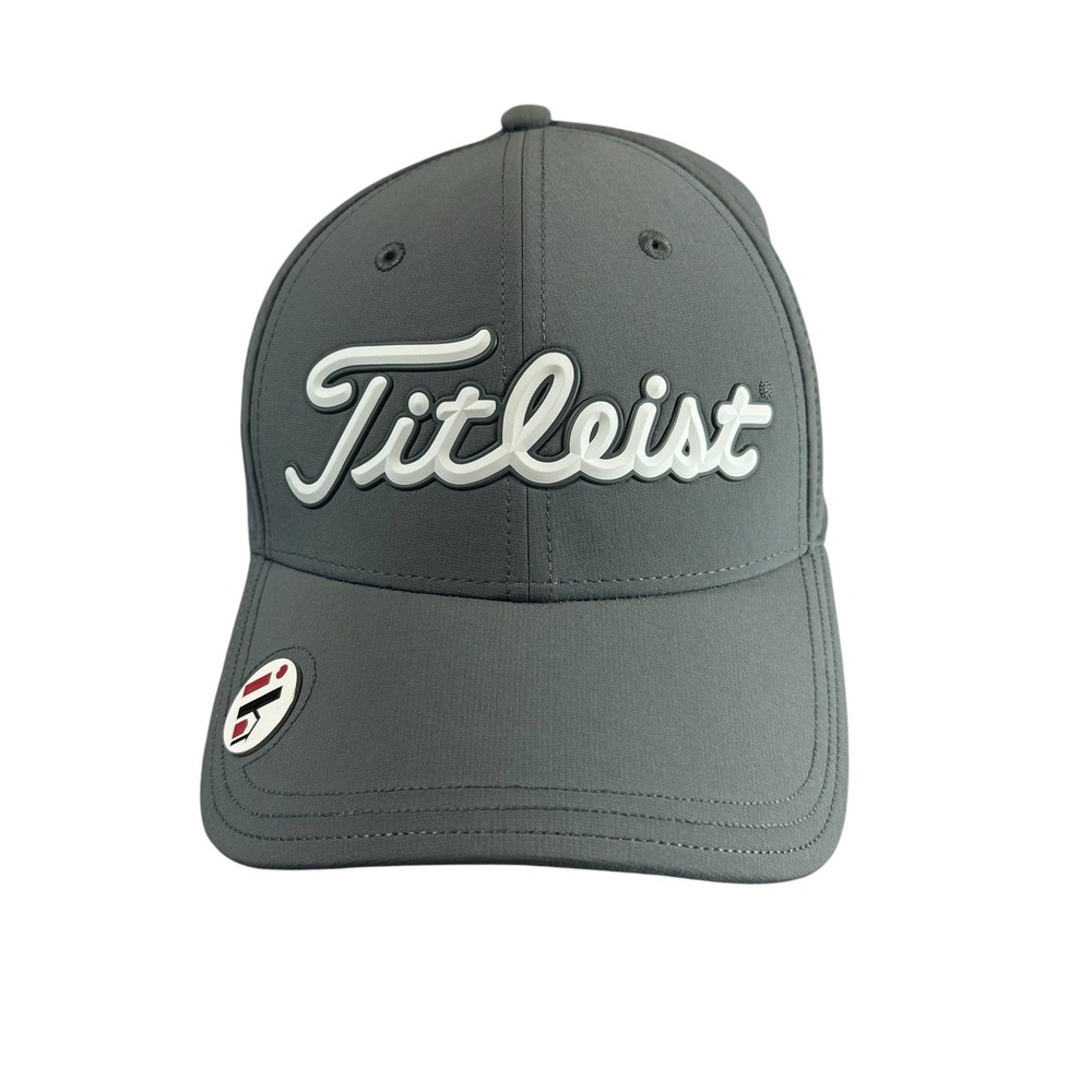 TITLEIST Golf Hat Gray Isaiah 117 Magnetic Ball Marker 4 Way Stretch Cap NEW